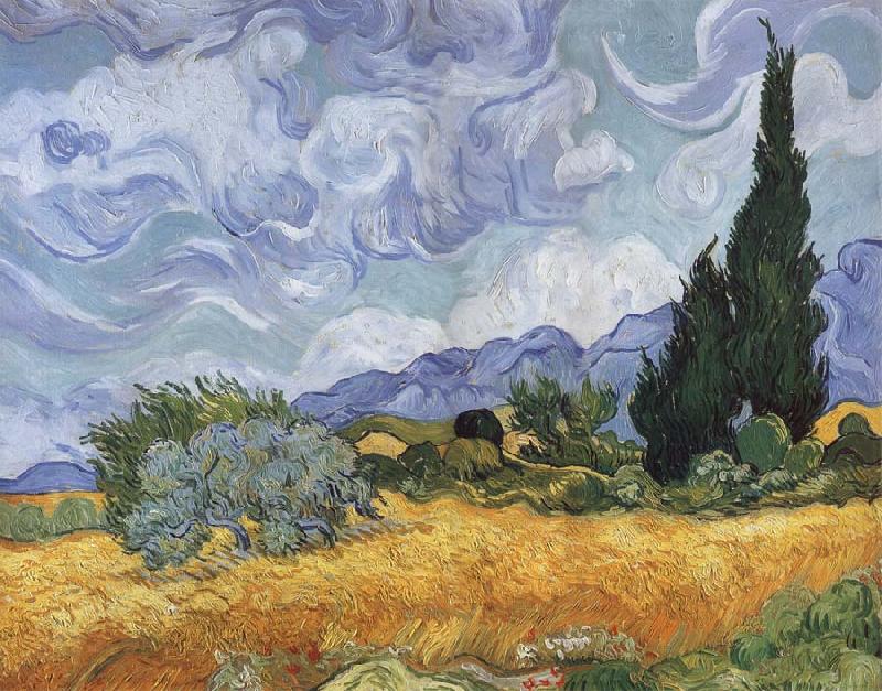 Vincent Van Gogh A Wheatfield,with Cypresses France oil painting art
